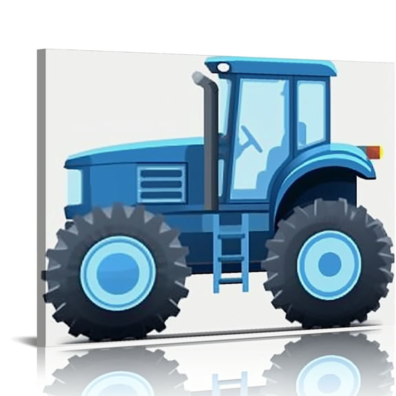 JRXY Boys Truck Tractor Art Print- Watercolor Construction Vehicle Canvas Wall Art Perfect for Kids Bedroom Playroom Decoration