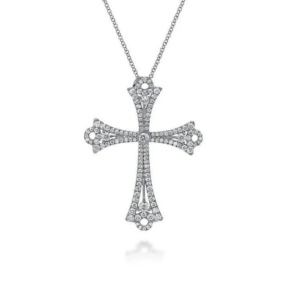 2.00 Ct Unique VS1 Round Real Diamond Latest Design Cross Necklace for Women Solid 14K White Gold With 18 inches chain