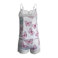 thumbnail image 4 of Ichuanyi Womens Sexy Printing Lace Sling Sleeveless Tank Tops Splicing Shorts Casual Set, 4 of 6