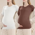 thumbnail image 4 of Neewe Women's Maternity Shirts,2PC Crew Neck Maternity Top Short Sleeve Casual Cotton Tee Pregnancy Clothes Thin Pregnancy Base Shirt, 4 of 4