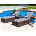 thumbnail image 2 of Tuscany 3-Piece Resin Wicker Outdoor Patio Furniture Chaise Lounge Set in Brown w/ Two Chaise Lounge Chairs and Side Table (Half-Round Brown Wicker, Polyester Light Gray), 2 of 9