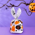 Qxpztk 50 Pack Halloween Cellophane Treat Bags, Plastic Goodie Candy