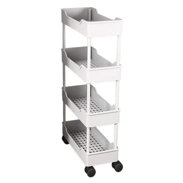 Btomtd Étagère de Rangement Chariot de Rangement à Plusieurs Niveaux Étagère de Rangement Mobile avec Roues Assemblage Facile Convient au Salon Chambre Salle de Bain Cuisine Étagère de Rangement, Blanc