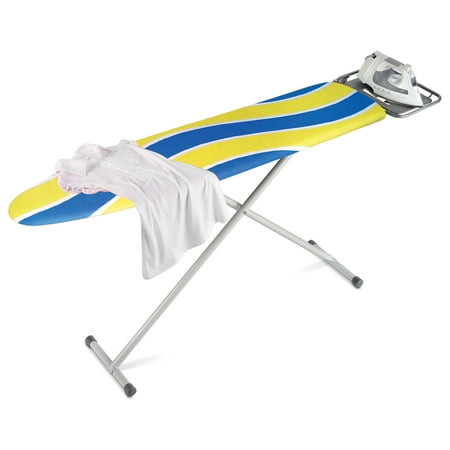 - Honey Can Do Ironing Board with 2-Leg Stand and Iron Rest, Blue/Yellow