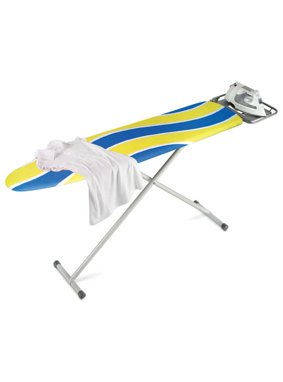 Honey Can Do Ironing Board with 2-Leg Stand and Iron Rest, Blue/Yellow