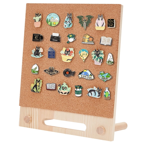 Pin Board Cork Board 9.7x8.2inch Rectangle Bulletin Display Board Desktop Brooch Cork Display Stands for Brooch Pin Collection Display