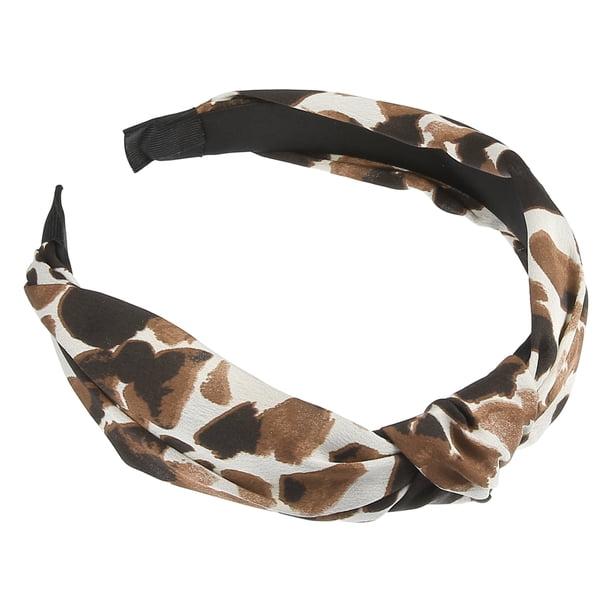 Diadema de leopardo con nudo superior, diadema de guepardo, diademas anudadas elásticas para niña, Color caramelo