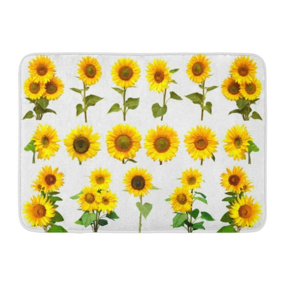 YUSDECOR Green Sun Sunflowers Collection on The White Yellow Flower Seeds Oil Flat Lay Top View Bio Eco Beauty Rug Doormat Bath Mat 23.6x15.7 inch