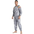 thumbnail image 3 of MSemis Men's Sauna Suits Two Piece Hooded Long Sleeve Sweat Top and Pants Workout Tracksuit Type A Silver XXL, 3 of 7