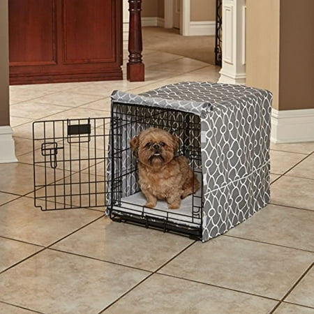 UPC: 0027773022701 | MidWest Dog Crate Cover Privacy Dog Crate Cover Fits MidWest Dog Crates Gray Geometric Pattern 24