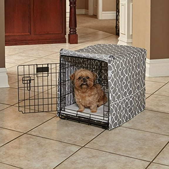 Midwest Homes for Pets Dog Crate Cover, Privacy, Gray Geometric Pattern, 24"