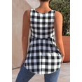 thumbnail image 3 of Women's Classic Gingham Sleeveless Peplum Tunic Top Button-Down Casual Tank Top with Side Pockets Flowy A-Line Summer Blouse, 3 of 3