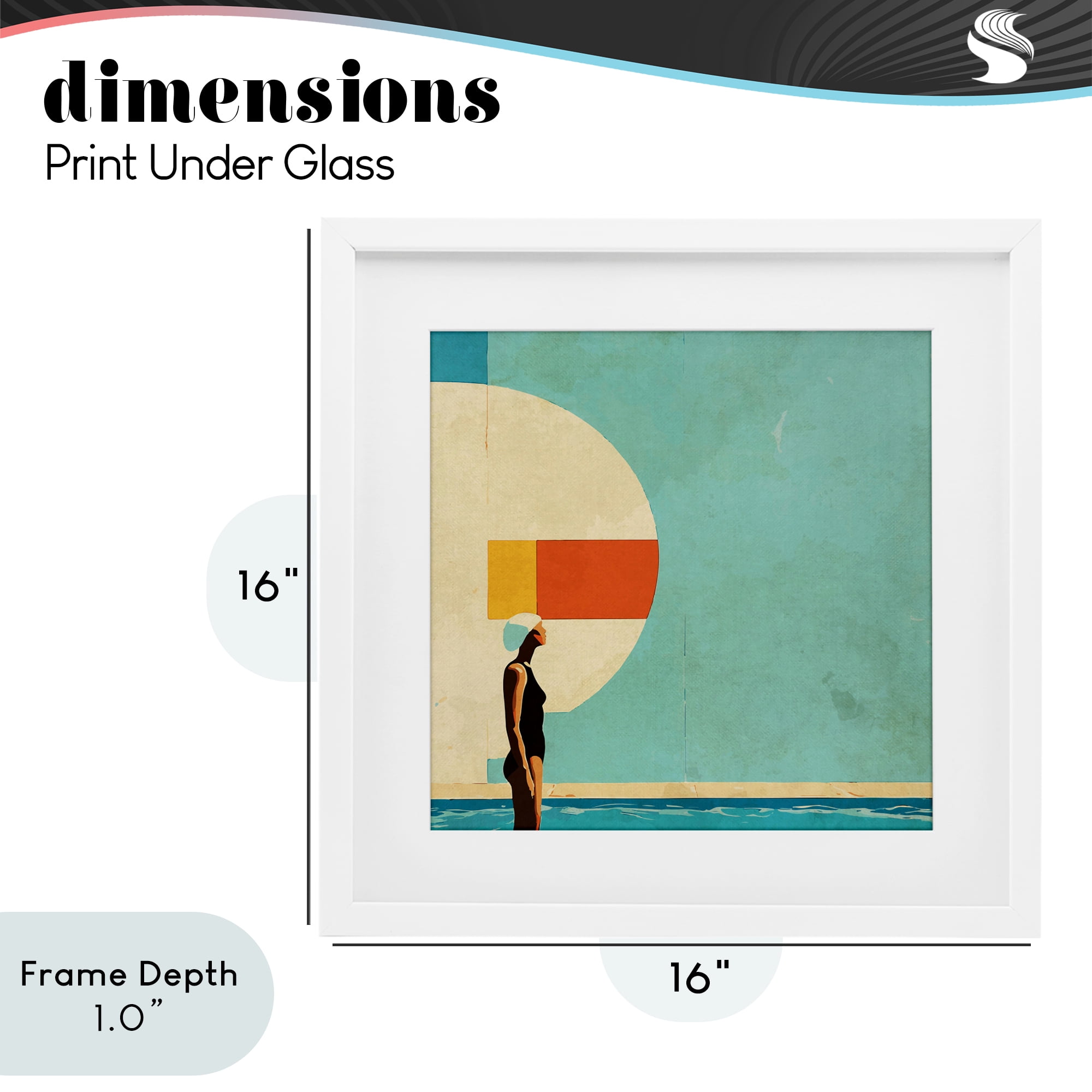 Stupell Industries Midcentury Pool Geometric White Framed Print Under Glass, design by Layla Oz
