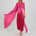 thumbnail image 2 of Elegant Women's Flowy Chiffon Swing Dress with Round Neck Loose Fit Mid-Length Robe, 2 of 7
