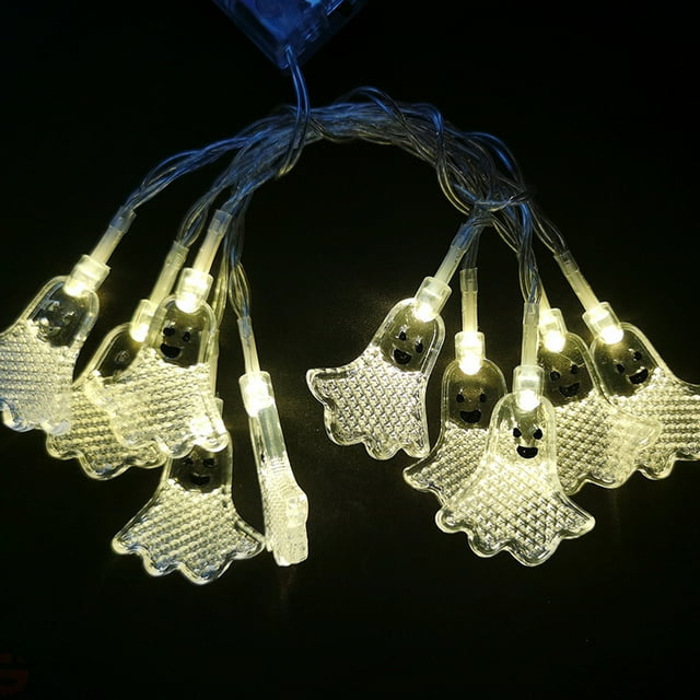 Guirnalda de luces solares LED de 6 m y 40 LED para Halloween al aire libre, decoración para fiestas, jardín, festividades, otoño, luces cálidas tipo calabaza (infantil)