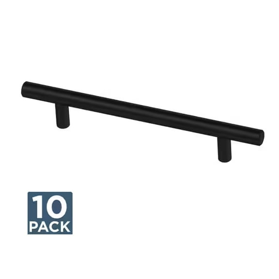 Franklin Brass 5 1/16" Matte Black Simple Round Bar Cabinet & Drawer Pull 10 Pack