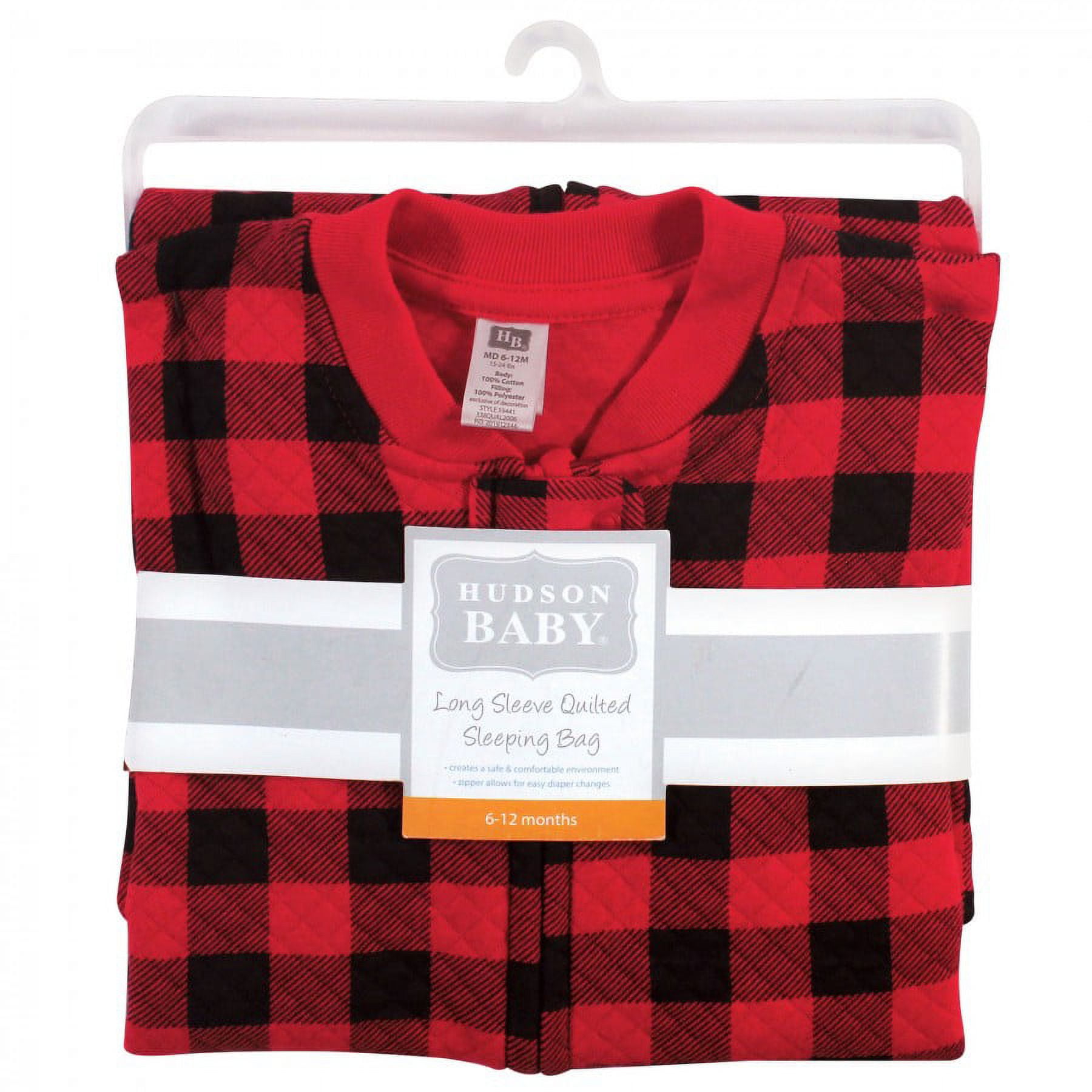 Hudson Baby Infant Boy Premium Quilted Long Sleeve Sleeping Bag and Wearable Blanket, Buffalo Plaid, 0-6 Months