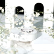 Rosec Jewels Certified Moissanite Solitaire Promise Ring for Women - 5 mm - 0.50 Ct - D-VS1 Grade, 14K White Gold, US 5.00