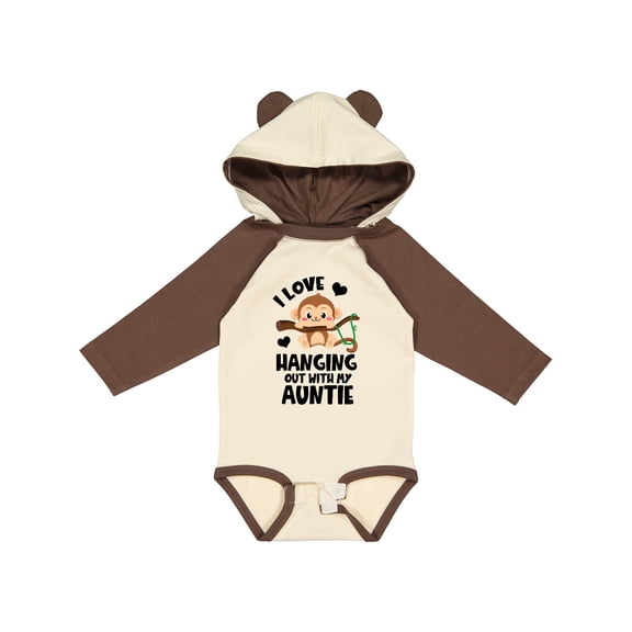 Inktastic Monkey I Love Hanging out with My Auntie Boys or Girls Long Sleeve Baby Bodysuit