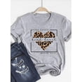thumbnail image 2 of Camiseta básica para mujer, ropa estampada, camiseta de leopardo, corazón de amor, tendencia, Top bonito de verano, Camiseta estampada de manga corta a la moda, 2 of 5