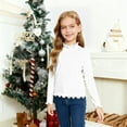 thumbnail image 5 of Ruyang Girls Ruffle Shirt Kids Long Sleeve Cotton Base Layer Top Winter Cute Trendy Thermal Plain Soft T Shirt, 5 of 6