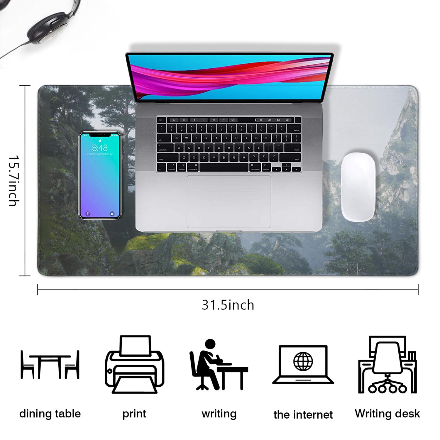 WUKONG Gaming Mouse Pad Non Slip Fashion Rubber Mousepad for Table Desk Alpine Scenery Big Trees ) Mousepad Gaming for Computer Desk Laptop Decoration (31.5x15.7in)