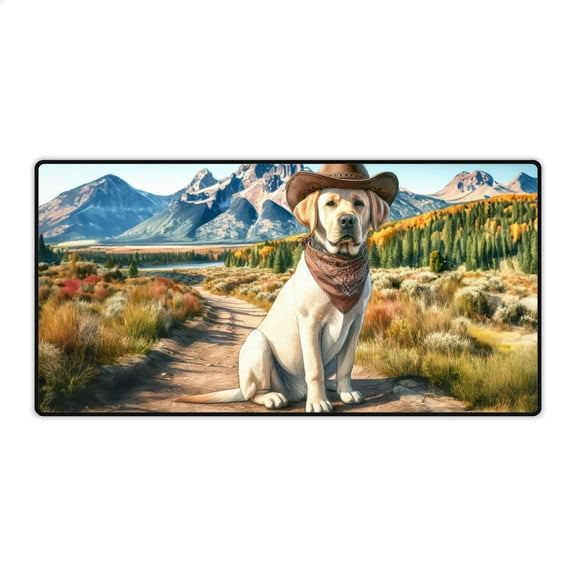 Welcome Fall Western Cowboy Labrador Retriever Enjoys Majestic Autumn Desk Mat Full Keyboard Mouse Pad Lab Dog Lover Gifts Large Mousepad - 01007