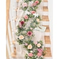 thumbnail image 6 of Waipfaru 2pcs Pink Flower Garland, 6ft Artificial Eucalyptus Garland with Pink Roses, Fake Rose Floral Greenery Garland for Wedding Arch Table Wall Room Decor, 6 of 8