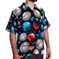 thumbnail image 2 of Baseball Men's Printed Casual Button Down Short Sleeve Beach Shirts, 2 of 6