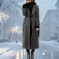 thumbnail image 4 of YueHuiYing Women's Double Breasted Long Trench Coat Windproof Classic Turndown Collar Slim Overcoat, 4 of 6