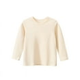 thumbnail image 3 of Bellafa Toddler and Little Boys 3-Pack Long Sleeve Crew neck T-Shirts Multicolor Cotton Tops Shirt 2-8 Years Beige White, 3 of 5