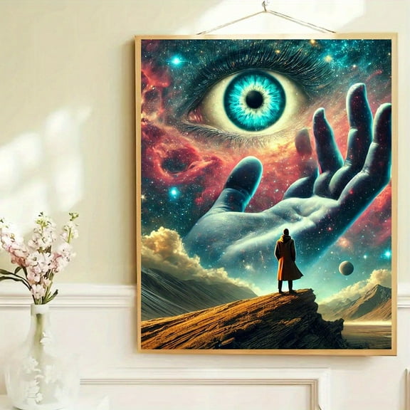 Paint By Numbers Kit for Kids Cosmic Voyage Theme with Acrylic Canvas, 15. 75 x 19. 69 Inches - Vibrant Space & Hand Design, Includes Paints & Brushes - Ideal Gift & Home Decor