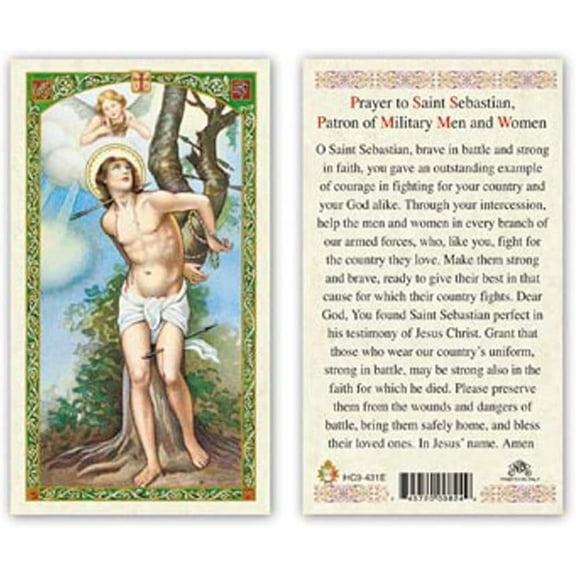 Prayer to Saint Sebastian Laminated Prayer Cards - Pack of 25- English