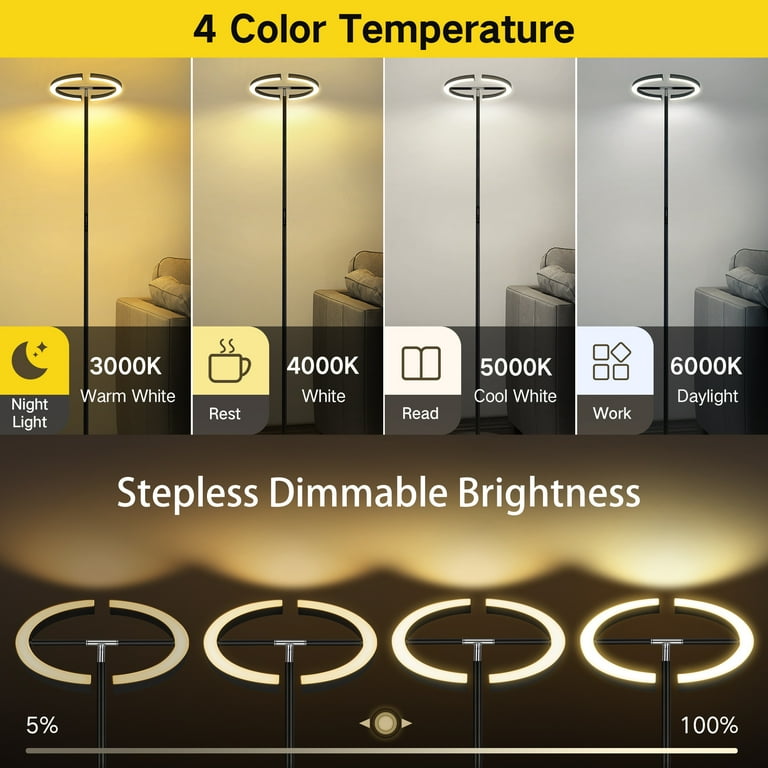 OUTON Split Floor Lamp with Reading Light, Modern Bright LED 