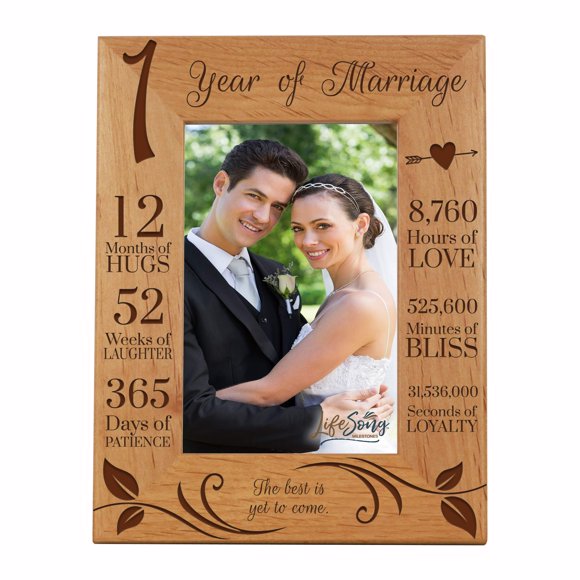LifeSong Milestones Cadre Photo 1er Anniversaire 1 An de Mariage - Souvenir de Mariage d'Un An pour Parents Mari Épouse Lui Elle - le Meilleur Est à Venir (6.5x8.5)