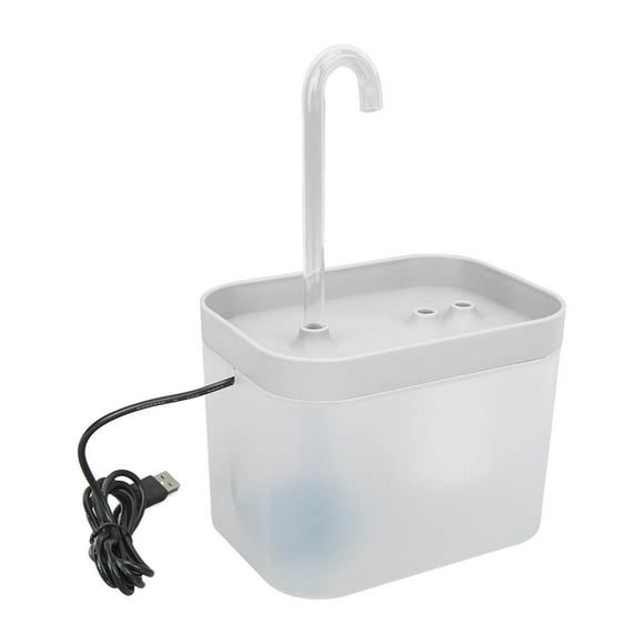 Fuente de agua para gatos de 1,5 l, flujo de circulación automático silencioso, fuente de agua para mascotas impermeable con boquilla acodada, color blanco transparente