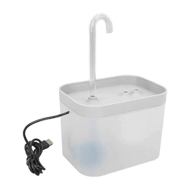 Fuente de agua para gatos de 1,5 l, flujo de circulación automático silencioso, fuente de agua para mascotas impermeable con boquilla acodada, color blanco transparente