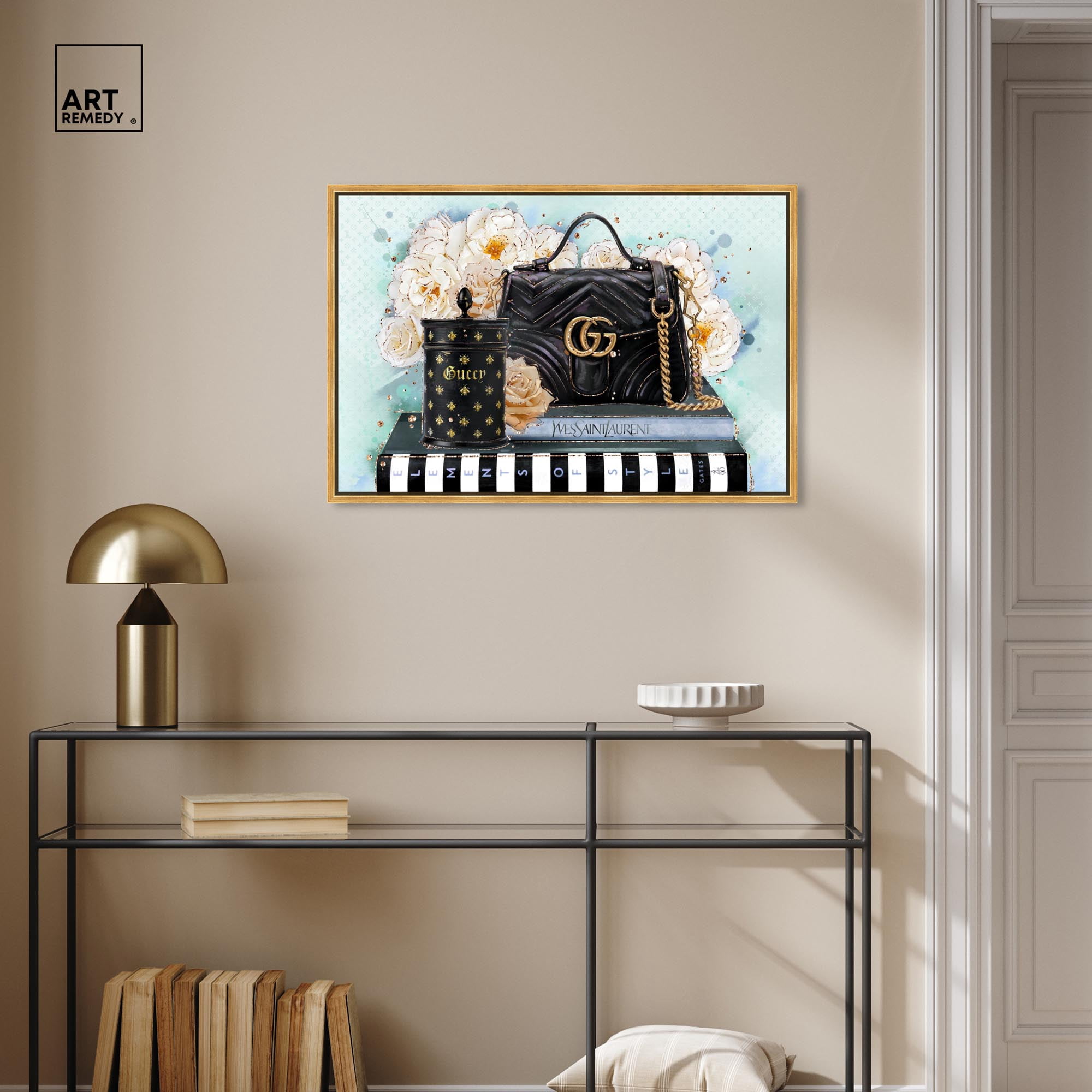Beloved Elements Blue Canvas Fashion Art Prints by Art Remedy, Gold Frame, 30" x 20"