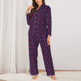 thumbnail image 2 of Salouo Blackberries Pattern Women's Pajamas Set Long Sleeve Button Down Sleepwear Soft Pj Lounge Sets for women 2 Piece Pjs Set with Long Pants-XX-Large, 2 of 7