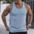 thumbnail image 3 of sunsanly O-Neck Sleeveless Racerback Men Vest Summer Ribbed Solid Color Fitness Vest Top, 3 of 8