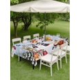 thumbnail image 3 of Outdoor Tablecloth with Umbrella Hole and Zipper, Christmas Rectangle Table Cloth 54x80 Inch Waterproof Tablecloth, Snowman Poinsettia Snowy Pine Leaves Wooden Picnic Table Cover for Patio Camping, 3 of 7
