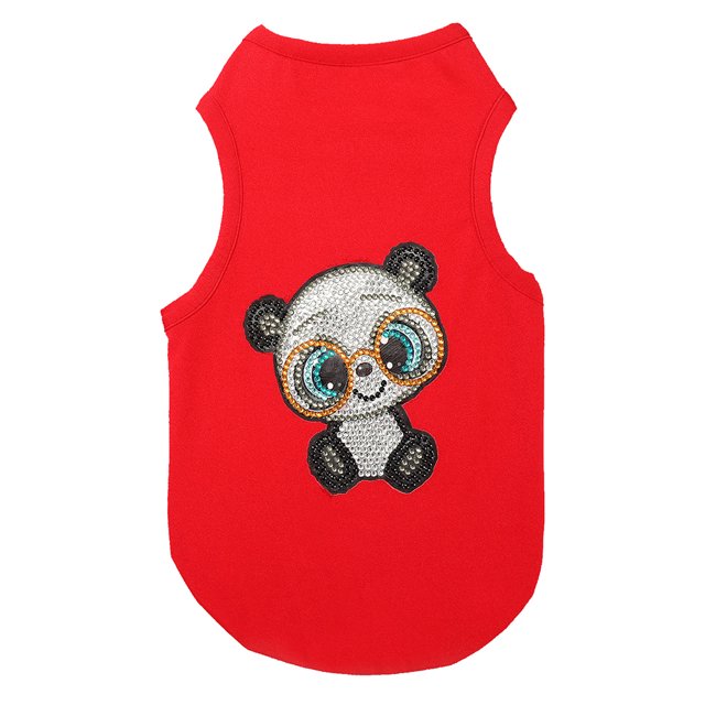 Cuadros Decorativos DIY Applique Diamond Puppy Shirt Impreso Transpirable Pets Chaleco Rojo (Panda) Wdftyju embutido en tela