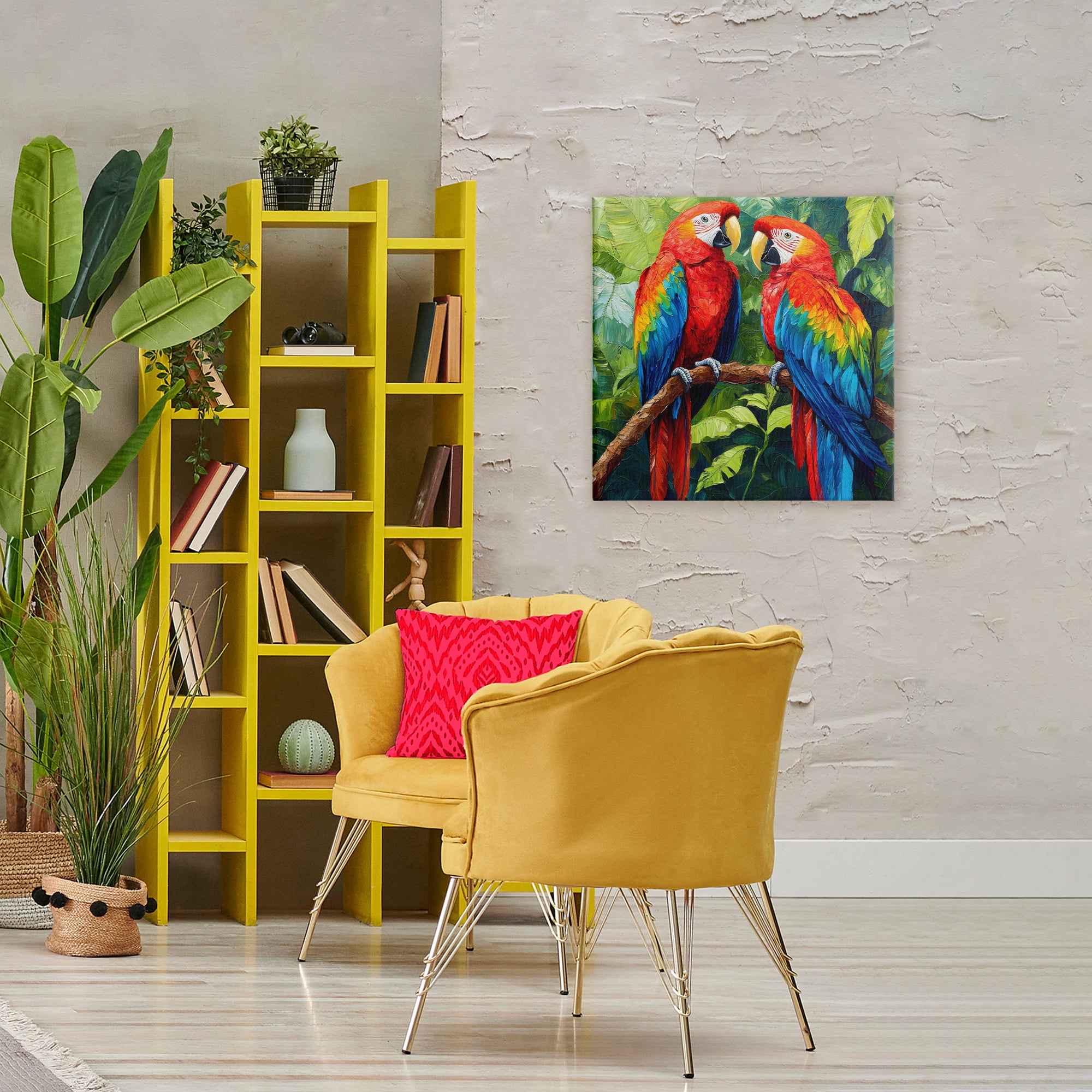 Stupell Industries Tropical Parrot Pair Canvas Wall Art, design by Petal Prints Design