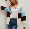 thumbnail image 2 of Viikei Plus Size Cardigans for Women Sweater Coat Cardigan Women Cardigans Clearance Casual Stripe Stitching Recreational Long Sleeve Cardigan Loose Sweater Coat, 2 of 9