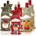 thumbnail image 1 of 6 Pcs Christmas Bottle Bags With Christmas Pattern Wine Gift Bag Reusable Wine Gift Bags, 1 of 5