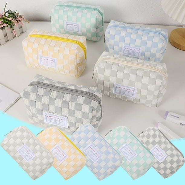 Estuche Para Lápices Estuche para lápices de tela con estampado de cuadros japoneses de gran capacidad para niñas,color gris claro (1 pieza) Rkxzt