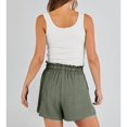 thumbnail image 3 of PMVFHDE Women Shorts Linen Summer Casual High Waisted Drawstring Wide Leg Beach Lightweight With Pockets Green,XXXL, 3 of 7