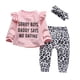 thumbnail image 1 of Conjunto De 3 Piezas De Ropa Para Bebé Niña, Sorry Boys Daddy Says No Dating, Camisetas De Manga Larga Con Letras, Pantalones De Leopardo Y Diadema (18-24 Meses), 1 of 1