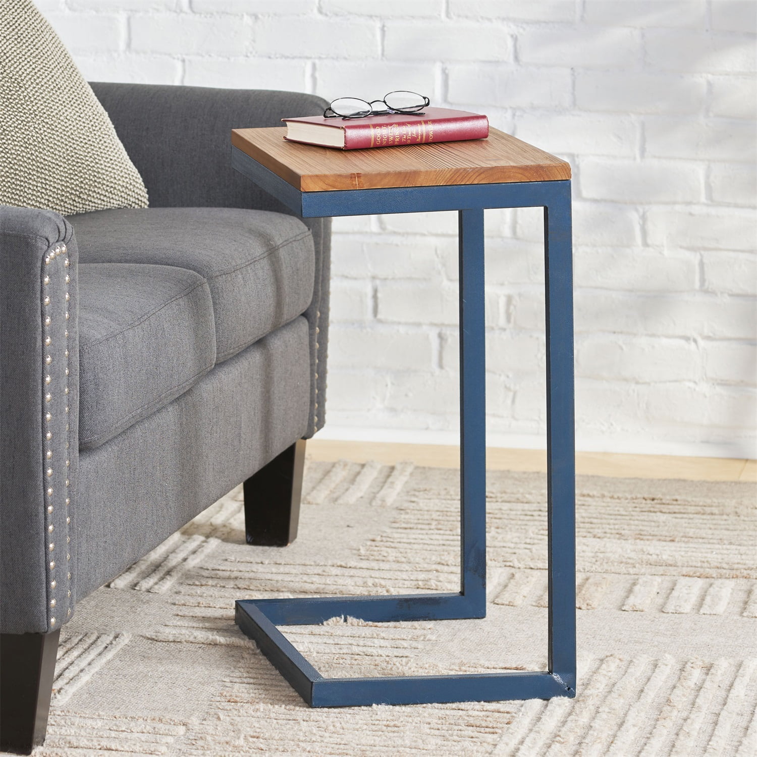 Canddidliike C Shaped End Table, Side Table for Couch and Bed, Small Side Table for Small Spaces, Living Room, Bedroom - L