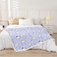 thumbnail image 2 of Kids Kitten Sherpa Blanket Cartoon Animal Blanket for Girls, Kawaii Cat Throw Blanket for Chair Dog Corgi Fleece Blanket, Geometric Lines Plush Blanket Pastel Purple Bedroom Decoratives, 2 of 6